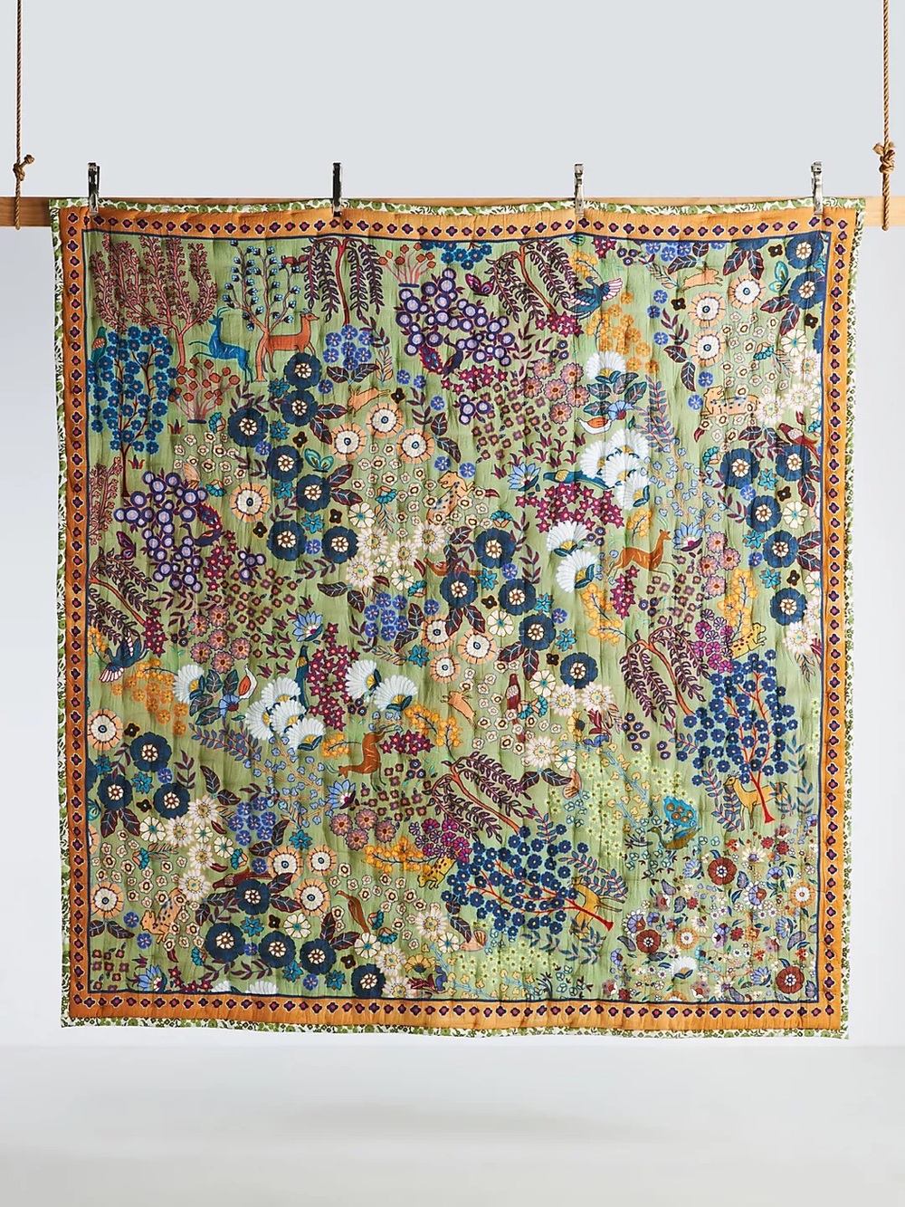 Anthropologie Jardin Folk Textured Cotton Queen Size Quilt with Two Shams - Picture 2 of 9